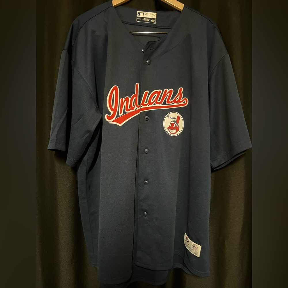 Men’s Navy Blue Baseball Cleveland Indians Jersey